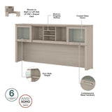 Somerset 72W L Shaped Desk with Hutch, Cabinet and Bookcase in Gray