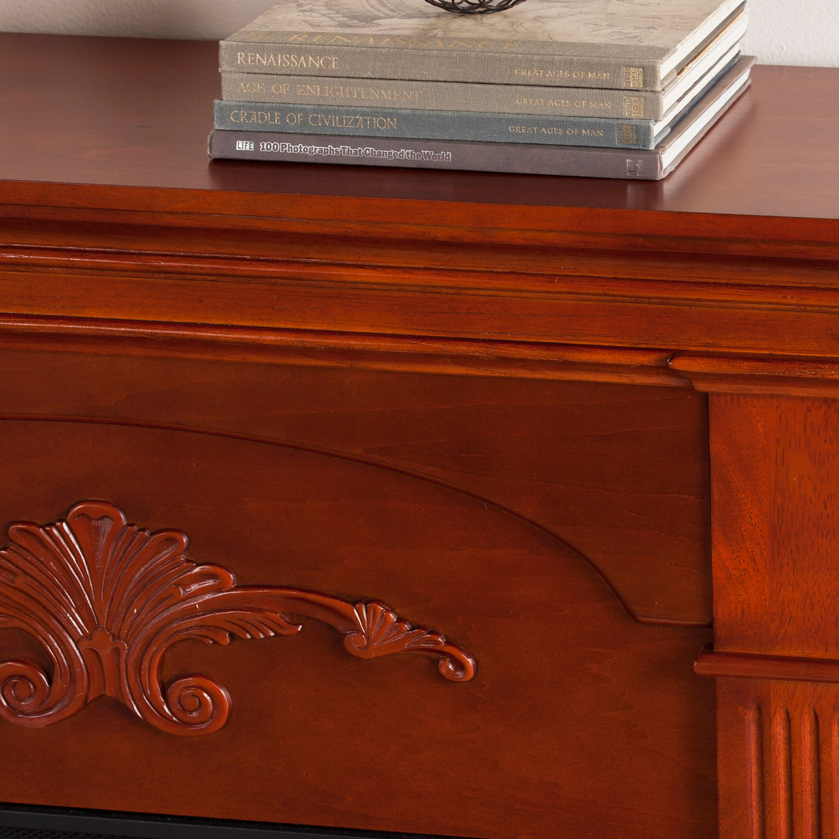 SEI Furniture Taber Mahogany Electric Fireplace