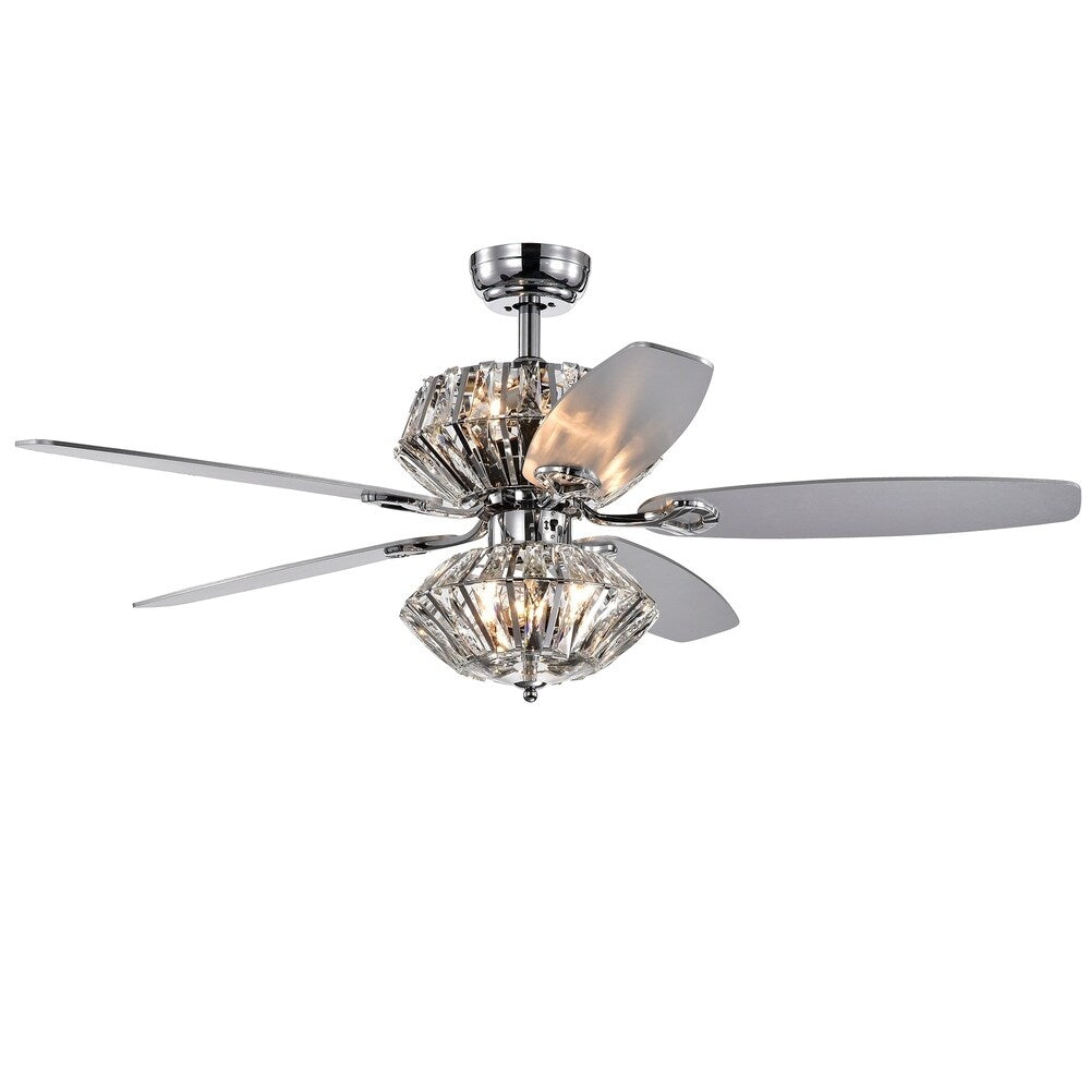 Copper Grove Toshevo RC Chrome Dual-lamp 52-inch Lighted Ceiling Fan w/ Crystal Shades and Reversible Blades