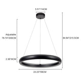 Modern Dimmable Matte Black Ring Round Integrated LED Chandelier Round Hanging Pendant Light