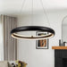 Modern Dimmable Matte Black Ring Round Integrated LED Chandelier Round Hanging Pendant Light