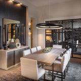 Modern Dimmable Matte Black Ring Round Integrated LED Chandelier Round Hanging Pendant Light