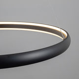 Modern Dimmable Matte Black Ring Round Integrated LED Chandelier Round Hanging Pendant Light