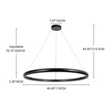Modern Dimmable Matte Black Ring Round Integrated LED Chandelier Round Hanging Pendant Light