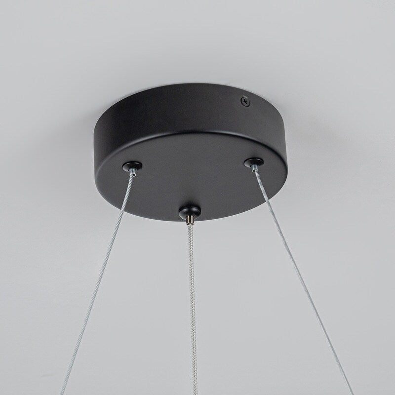 Modern Dimmable Matte Black Ring Round Integrated LED Chandelier Round Hanging Pendant Light