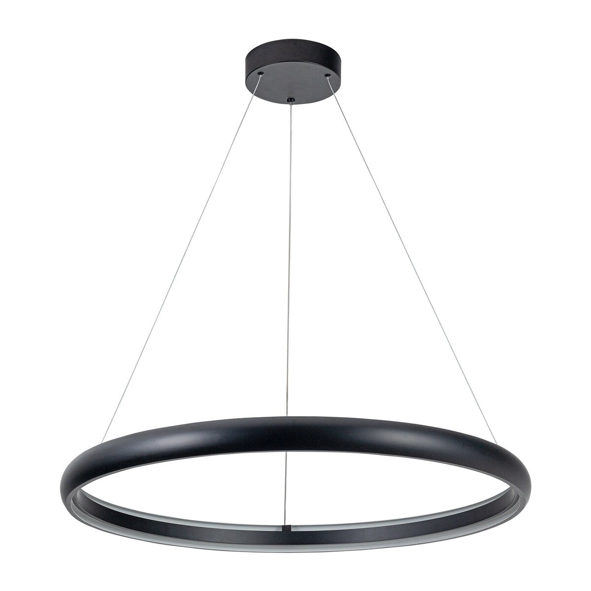 Modern Dimmable Matte Black Ring Round Integrated LED Chandelier Round Hanging Pendant Light