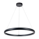Modern Dimmable Matte Black Ring Round Integrated LED Chandelier Round Hanging Pendant Light