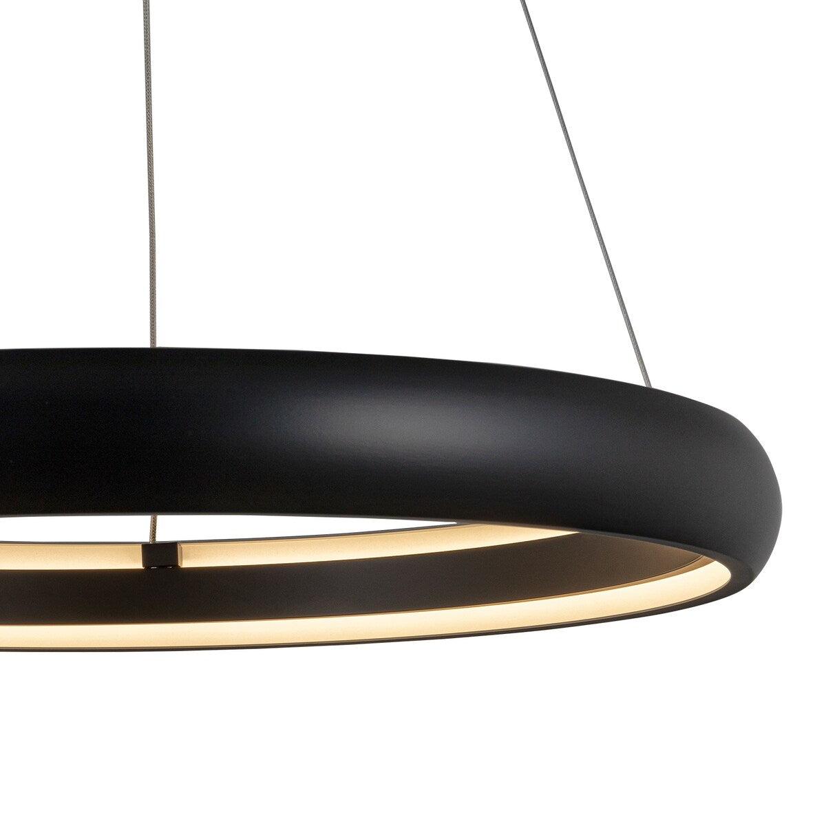 Modern Dimmable Matte Black Ring Round Integrated LED Chandelier Round Hanging Pendant Light