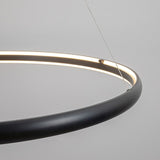 Modern Dimmable Matte Black Ring Round Integrated LED Chandelier Round Hanging Pendant Light