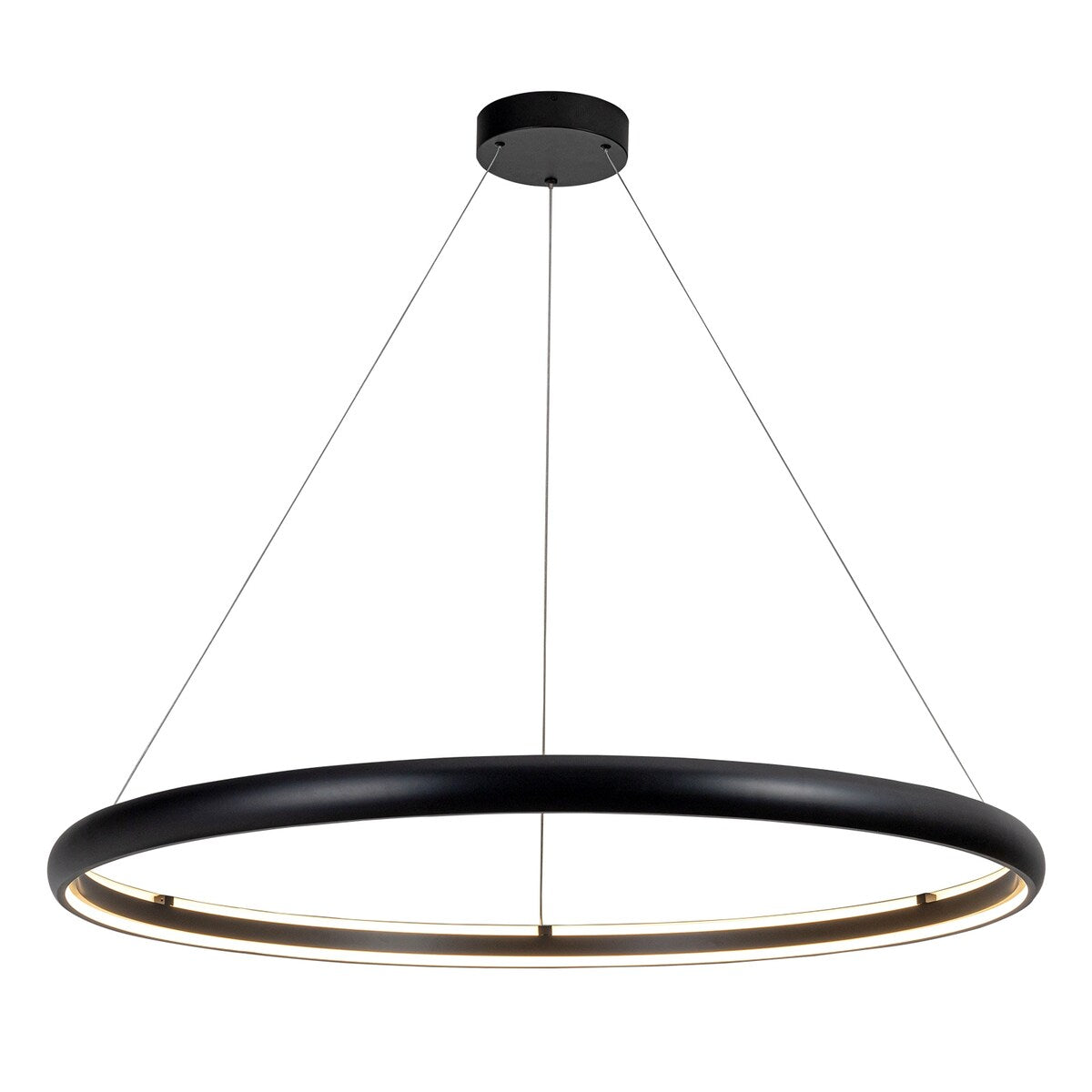 Modern Dimmable Matte Black Ring Round Integrated LED Chandelier Round Hanging Pendant Light