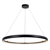 Modern Dimmable Matte Black Ring Round Integrated LED Chandelier Round Hanging Pendant Light