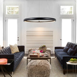 Modern Dimmable Matte Black Ring Round Integrated LED Chandelier Round Hanging Pendant Light