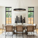Modern Dimmable Matte Black Ring Round Integrated LED Chandelier Round Hanging Pendant Light
