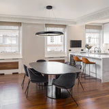 Modern Dimmable Matte Black Ring Round Integrated LED Chandelier Round Hanging Pendant Light