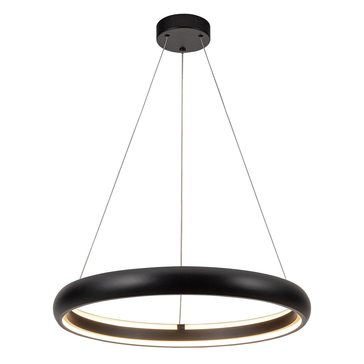 Modern Dimmable Matte Black Ring Round Integrated LED Chandelier Round Hanging Pendant Light