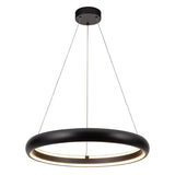 Modern Dimmable Matte Black Ring Round Integrated LED Chandelier Round Hanging Pendant Light