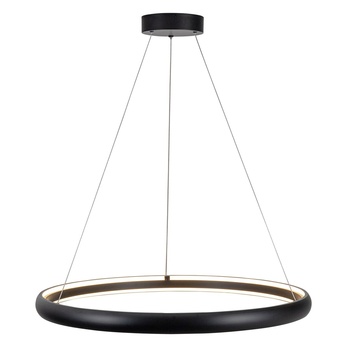 Modern Dimmable Matte Black Ring Round Integrated LED Chandelier Round Hanging Pendant Light