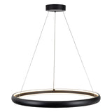 Modern Dimmable Matte Black Ring Round Integrated LED Chandelier Round Hanging Pendant Light