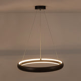 Modern Dimmable Matte Black Ring Round Integrated LED Chandelier Round Hanging Pendant Light