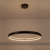 Modern Dimmable Matte Black Ring Round Integrated LED Chandelier Round Hanging Pendant Light