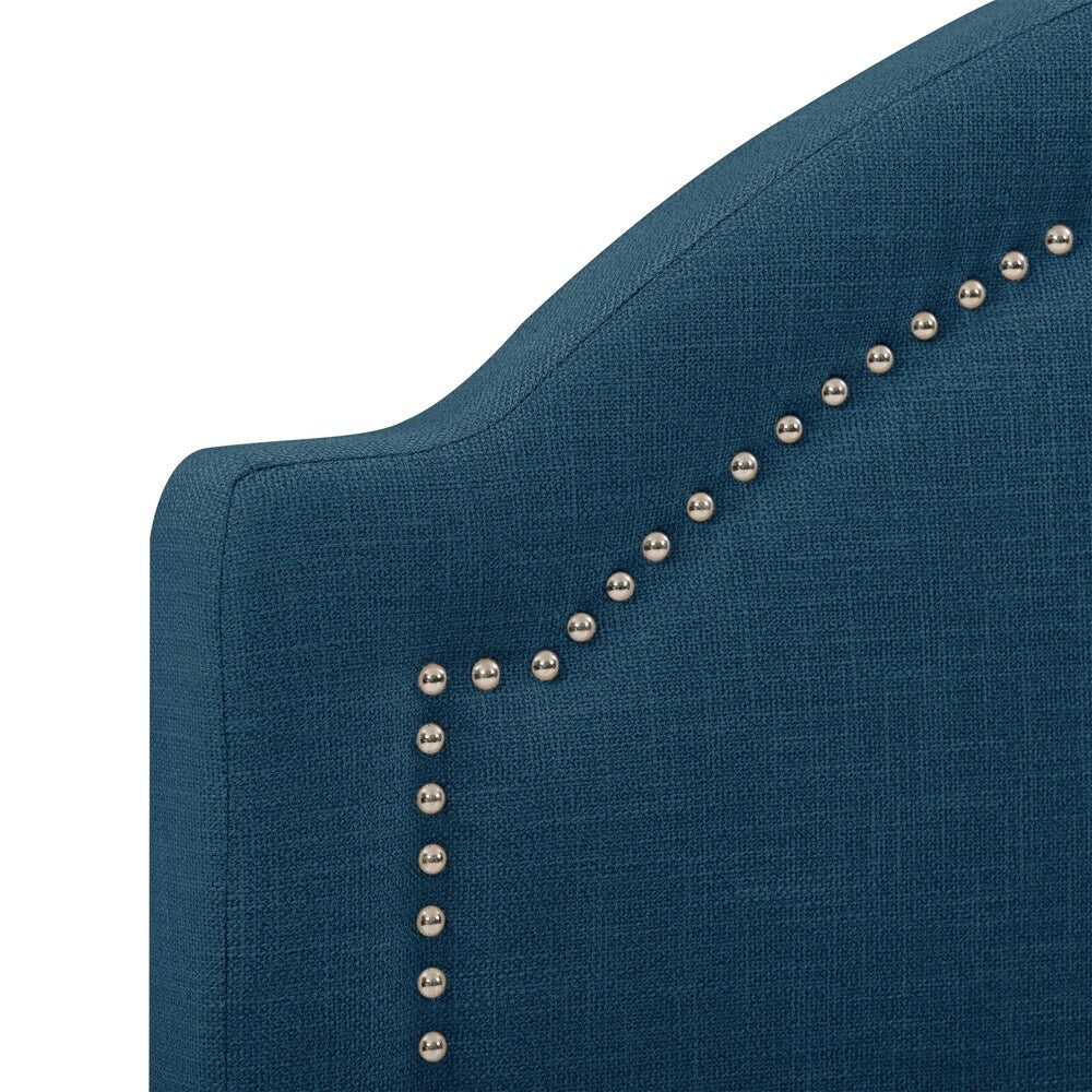 CorLiving Florence Fabric Bed Frame with Arched Headboard and Nailhead Trim Accents