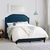 CorLiving Florence Fabric Bed Frame with Arched Headboard and Nailhead Trim Accents