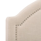 CorLiving Florence Fabric Bed Frame with Arched Headboard and Nailhead Trim Accents
