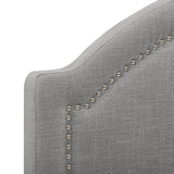 CorLiving Florence Fabric Bed Frame with Arched Headboard and Nailhead Trim Accents