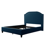 CorLiving Florence Fabric Bed Frame with Arched Headboard and Nailhead Trim Accents