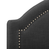 CorLiving Florence Fabric Bed Frame with Arched Headboard and Nailhead Trim Accents