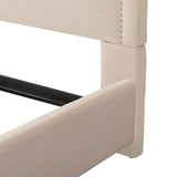 CorLiving Florence Fabric Bed Frame with Arched Headboard and Nailhead Trim Accents