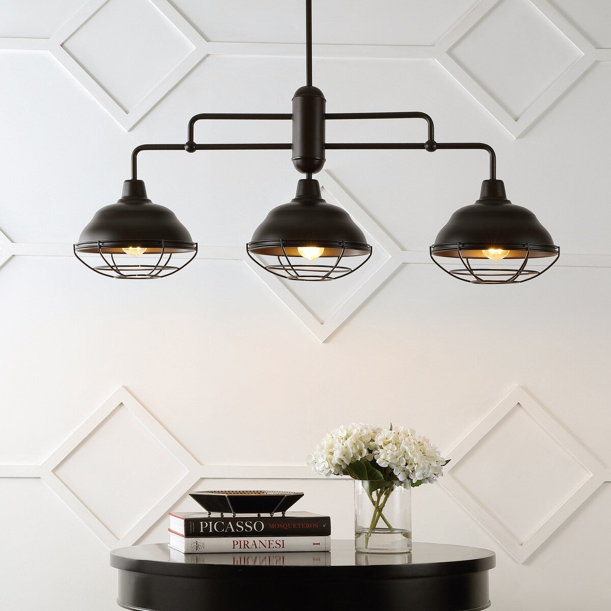 Cora 10.38" 1-Light Industrial Farmhouse Iron LED Pendant, Oil Rubbed Bronze by JONATHAN Y