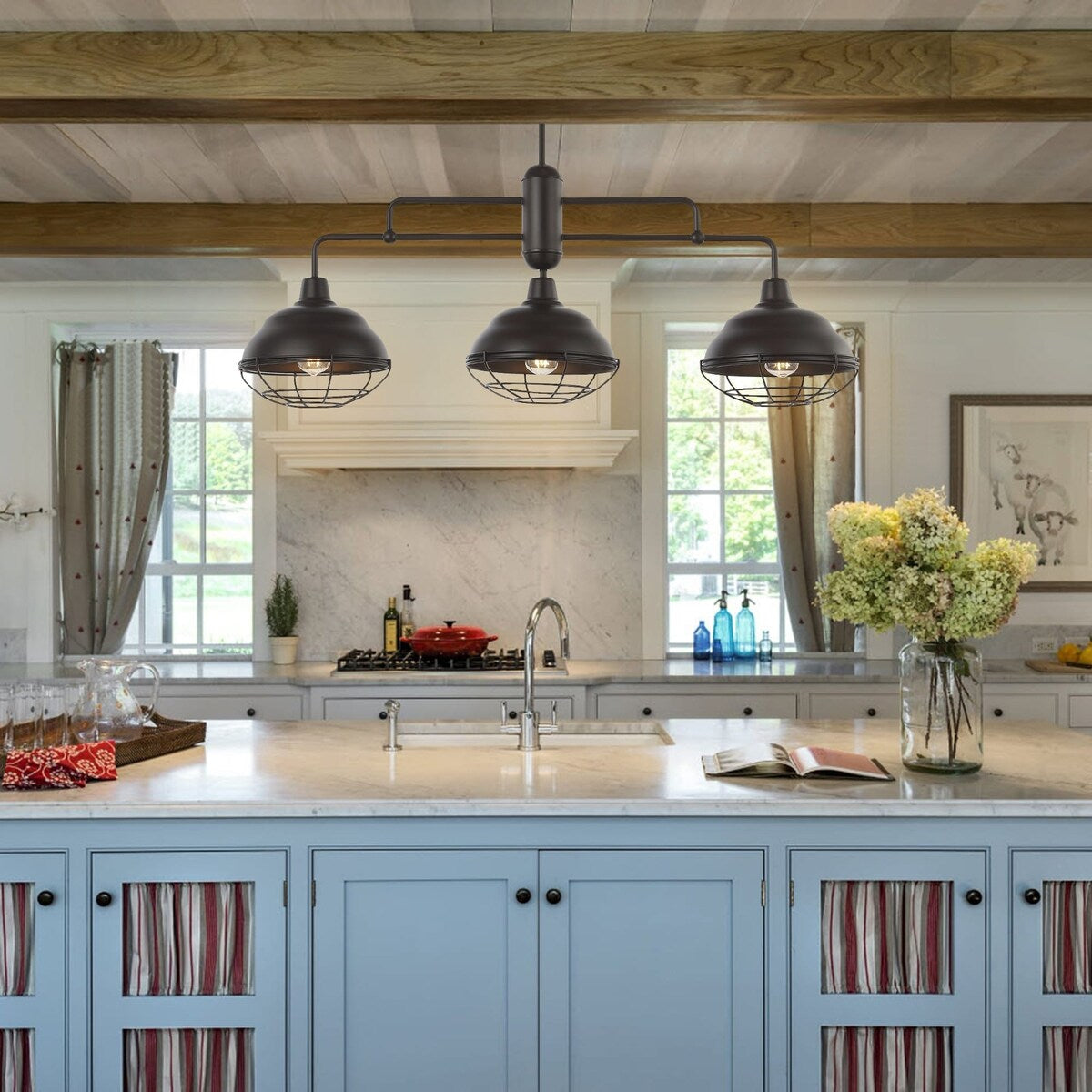 Cora 10.38" 1-Light Industrial Farmhouse Iron LED Pendant, Oil Rubbed Bronze by JONATHAN Y