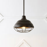 Cora 10.38" 1-Light Industrial Farmhouse Iron LED Pendant, Oil Rubbed Bronze by JONATHAN Y