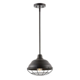Cora 10.38" 1-Light Industrial Farmhouse Iron LED Pendant, Oil Rubbed Bronze by JONATHAN Y