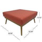 Coral Mid-Century Square Ottoman with Rubberwood Legs by Christopher Knight Home