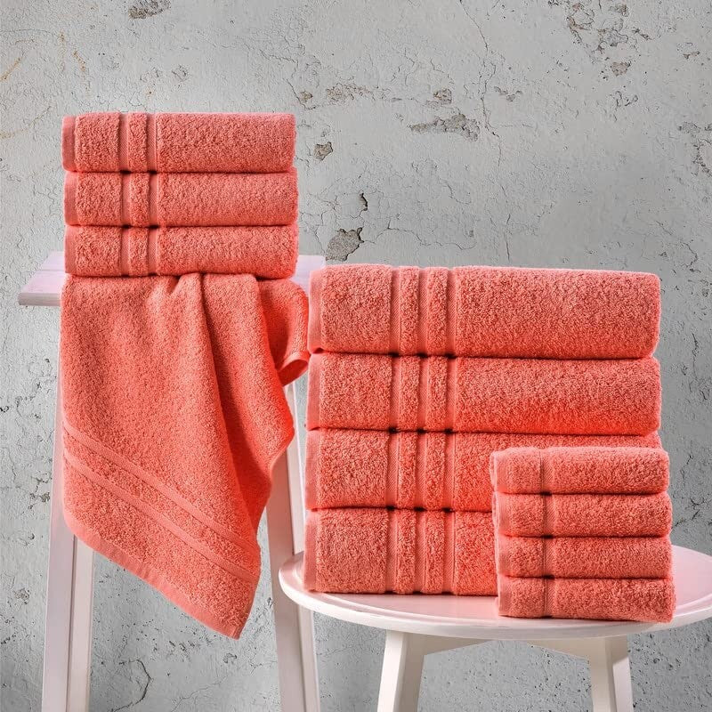 Coral Orange Bath Towels 4 Pack Soft and Absorbent, Premium Quality Perfect for Daily Use 100% Cotton Towel 600 GSM