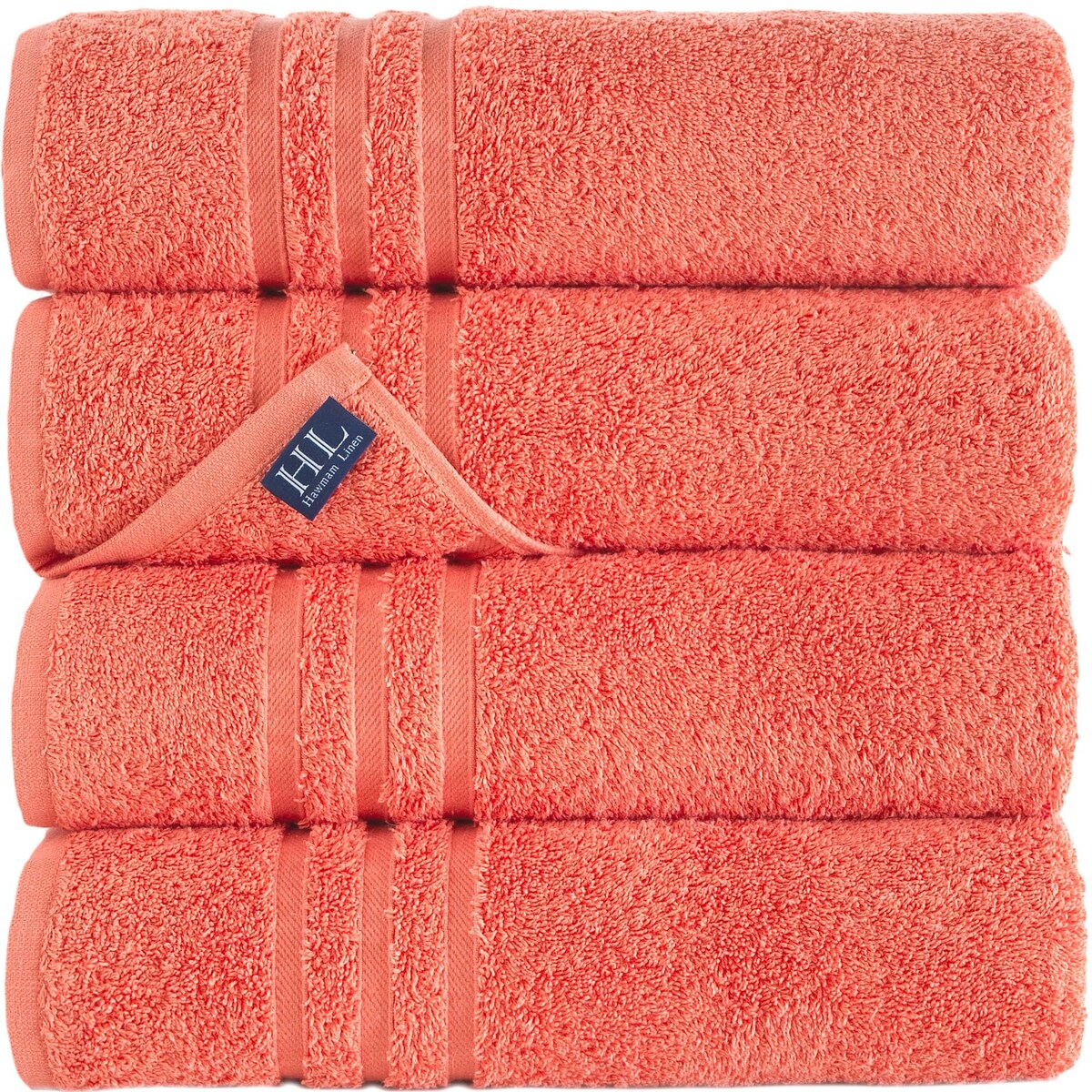 Coral Orange Bath Towels 4 Pack Soft and Absorbent, Premium Quality Perfect for Daily Use 100% Cotton Towel 600 GSM