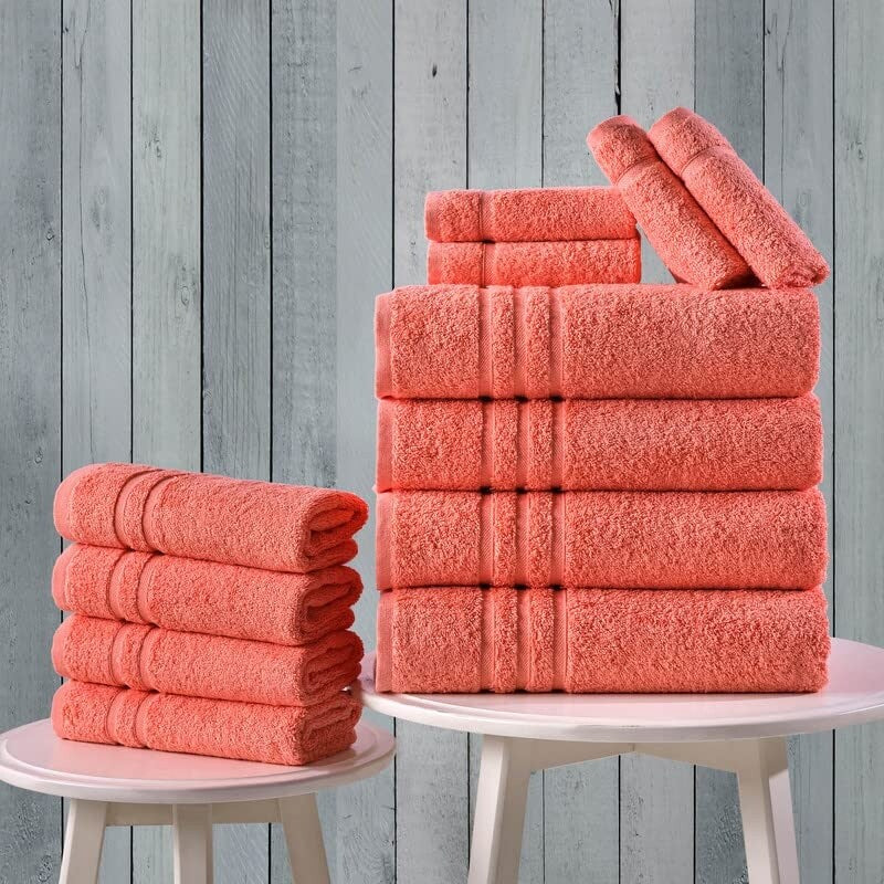 Coral Orange Bath Towels 4 Pack Soft and Absorbent, Premium Quality Perfect for Daily Use 100% Cotton Towel 600 GSM