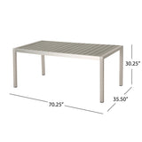 Coral Outdoor Aluminum Dining Table with Faux Wood Top,for Dining Room,Kitchen,Easy Assembly