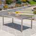 Coral Outdoor Aluminum Dining Table with Faux Wood Top,for Dining Room,Kitchen,Easy Assembly