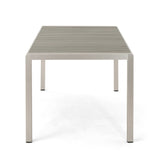 Coral Outdoor Aluminum Dining Table with Faux Wood Top,for Dining Room,Kitchen,Easy Assembly