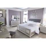 Coralayne Silver Upholstered Sleigh Bed