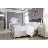 Coralayne Silver Upholstered Sleigh Bed