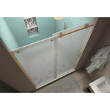 Coraline XL 48 - 52 in. x 80 in. Frameless Sliding Shower Door with Ultra-Bright Frosted Glass in Brushed Gold