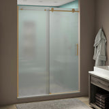 Coraline XL 48 - 52 in. x 80 in. Frameless Sliding Shower Door with Ultra-Bright Frosted Glass in Brushed Gold