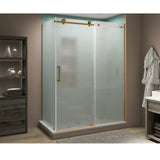 Coraline XL 56-60 in. x 36 in. x 80 in. Frameless Corner Sliding Shower Enclosure, Frosted Glass in Brushed Gold
