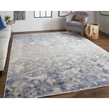 Corben Contemporary Watercolor Rug, Ivory/Blue/Silver Gray