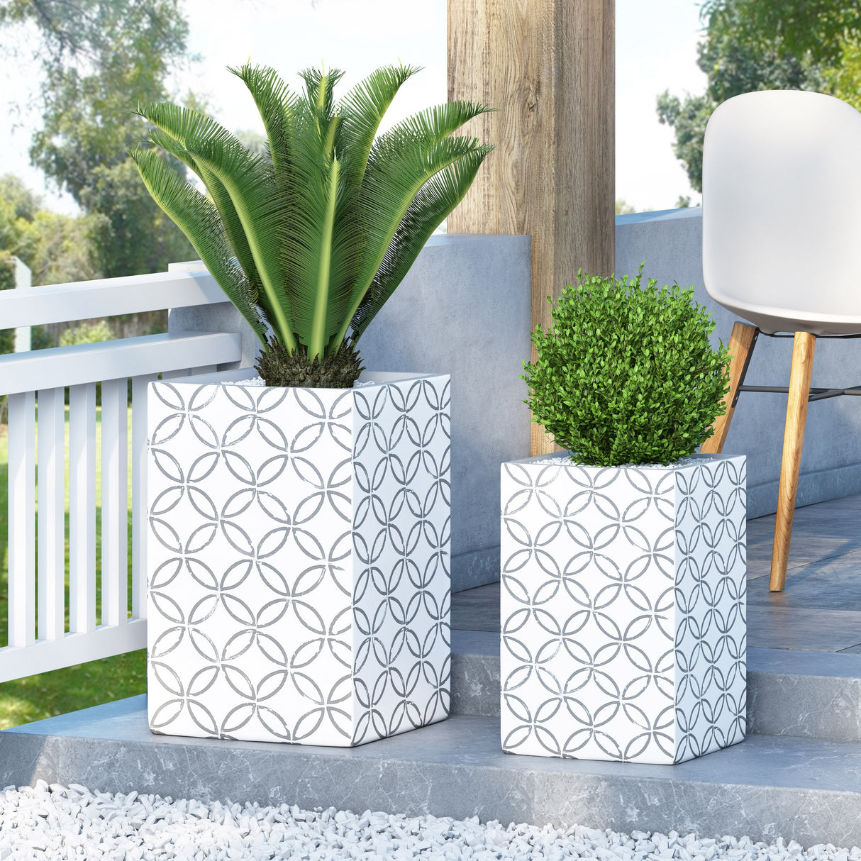 Corbett Outdoor Cast Stone Outdoor Medium and Large Planter Set by Christopher Knight Home
