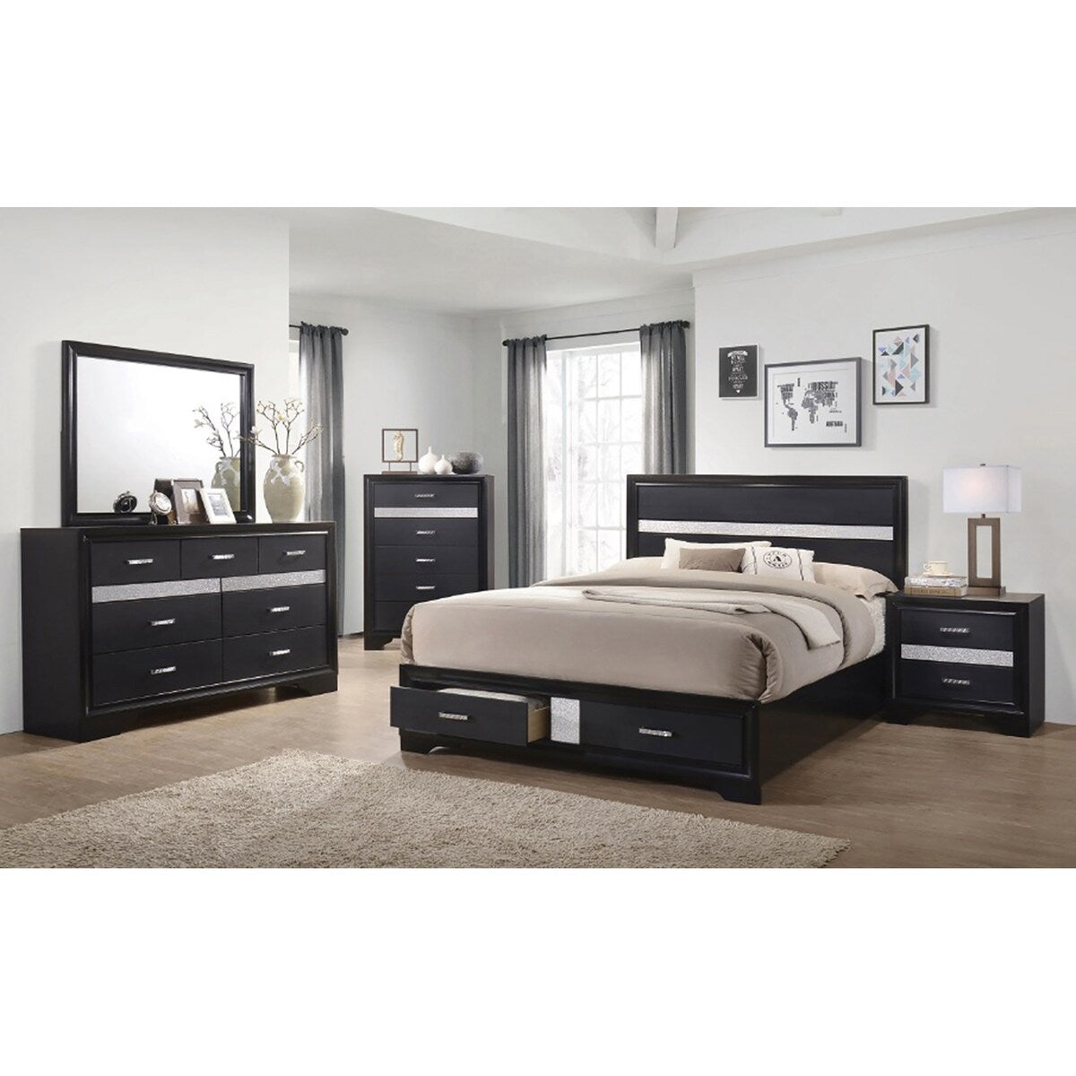 Corbin Contemporary 4-piece Storage Bedroom Set